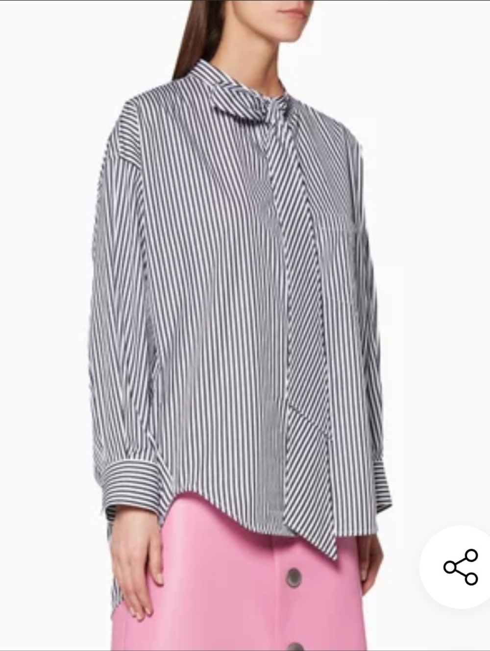 Balenciaga Black & White Striped Button-Down Shirt with Back Logo Size 32 - Picture 5 of 16
